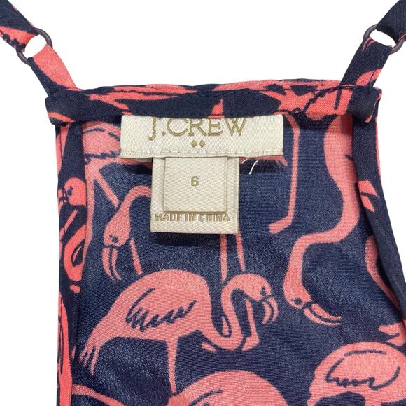 J Crew Flamingo Spaghetti Strap Racer Back Cami Top Womens Size 6 All Over Print - Picture 3 of 9